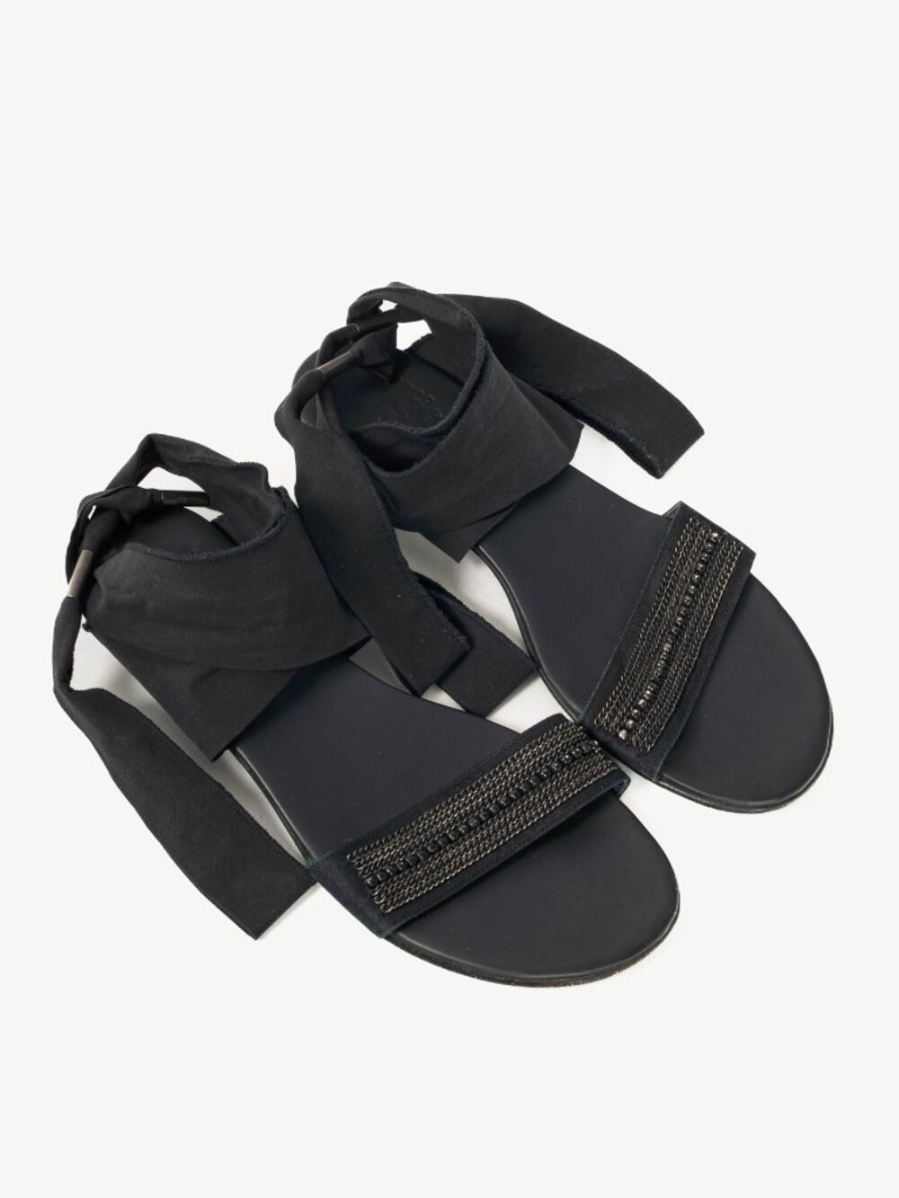 Annette Gortz Black Chain & Bead-Embellished Tie Sandals